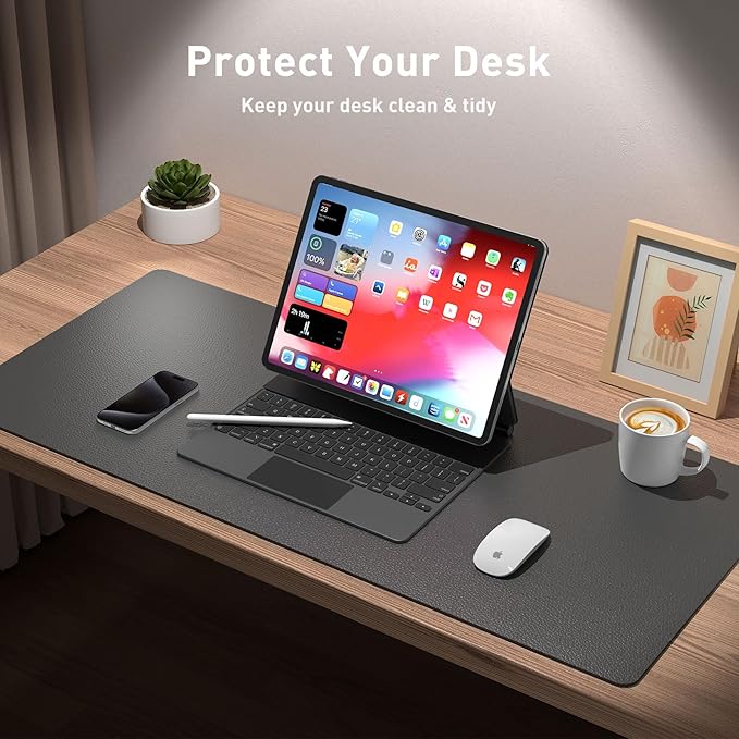Leather Desk Pad Protector, Mouse Pad, Office Desk Mat, Non-Slip PU Leather - Image 3
