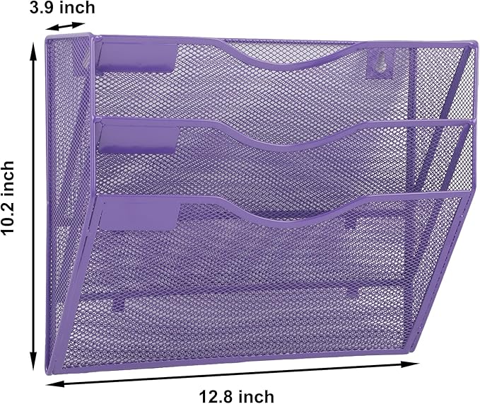 EASEPRES 3 Pocket Mesh Hanging Wall File Organizer, Wall Mounted Mail Paper - Image 2