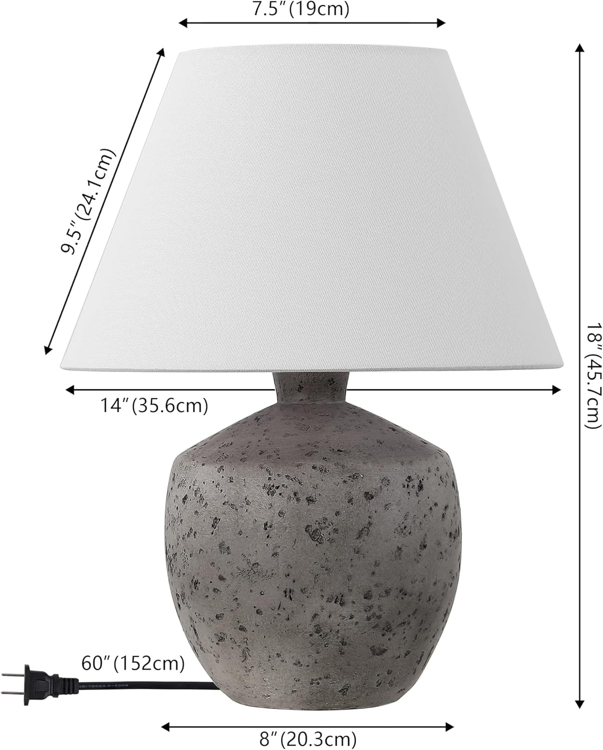 JONATHAN Y Myron 18" Concrete Effect Table Lamp, Antique Gray, Set of 2