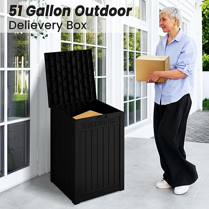 Yardgrace 55 Gallon Outdoor Storage Box, Waterproof Resin Deck Box - Image 4