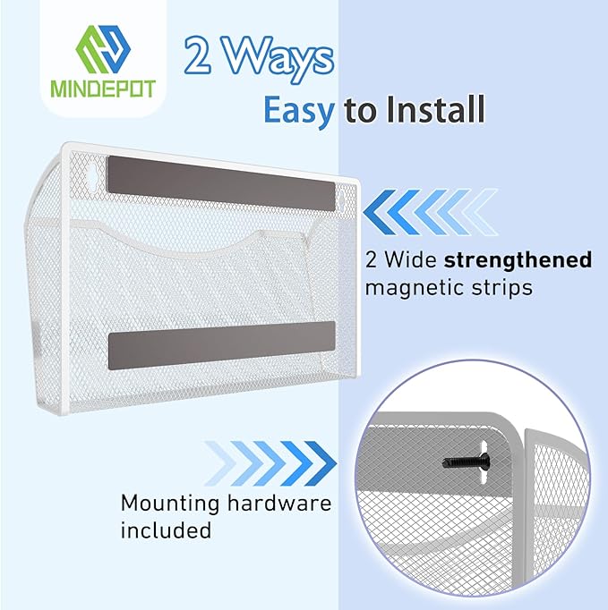 MINDEPOT Magnetic Wall File Organizer, Hanging Wall Mounted File Folder Binder - Image 5