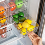vtopmart 4 pack stackable clear drawer with dividers showing dimensions
