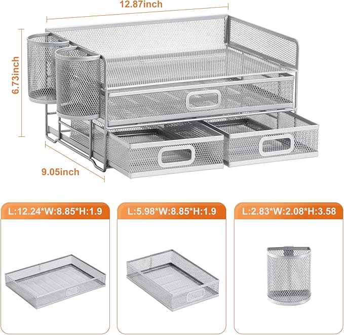 Marbrasse 3 Tier Mesh Desk Organizer - Image 5