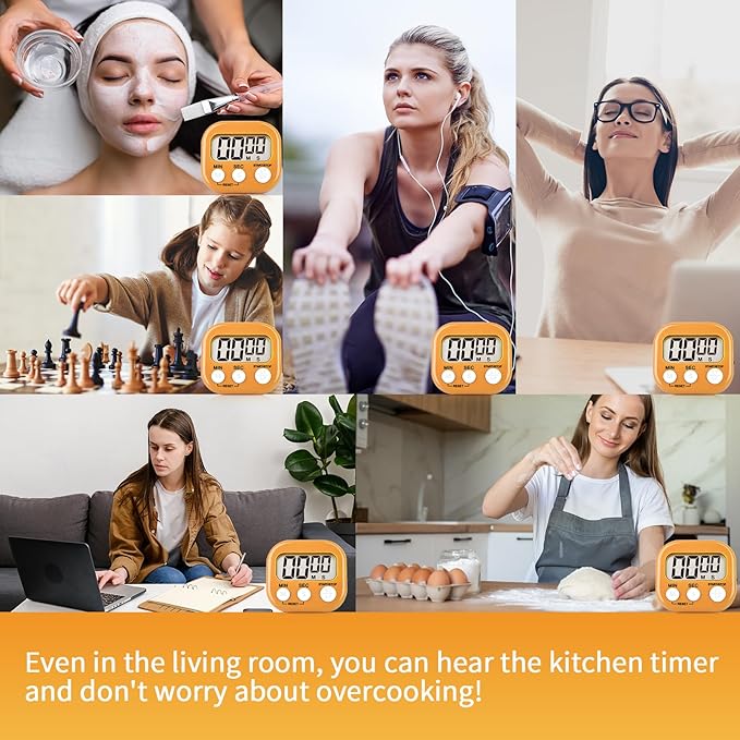 4 Pack Orange Digital Kitchen Timer Magnetic Digital Timer - Image 7