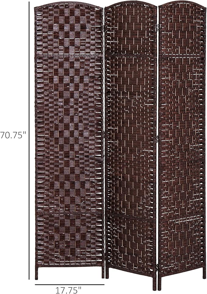 HOMCOM Room Divider, 3 Panel Folding Privacy Screen, 6FT Tall Portable Wicker - Image 7