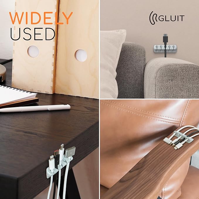 GLUIT Adhesive Desktop Cable Organizer Versatile Cord Holders Wire Clips and - Image 6