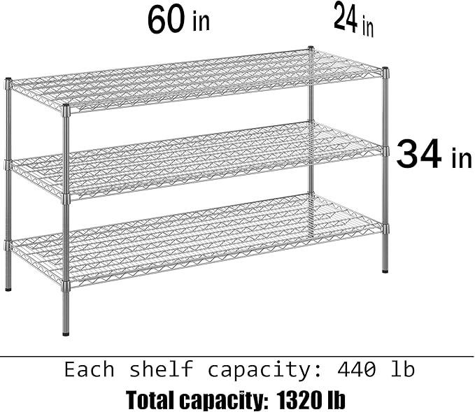 Regal Altair 24" Deep x 60" Wide x 34" Height Wire Shelving Kit | 3-Tier | NSF - Image 3