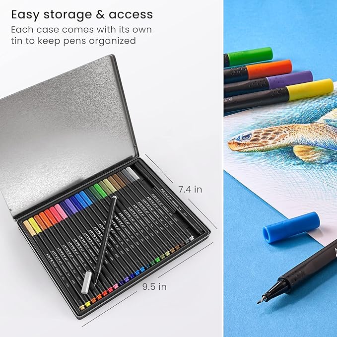 ARTEZA Inkonic Fineliners Fine Point Pens, 0.4mm Tips, Ergonomic Barrels - Image 6