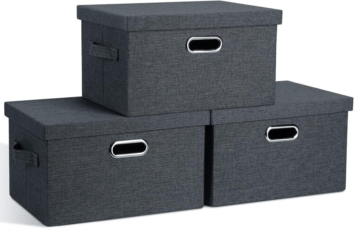 Graciadeco Medium 15" 21 Quart Collapsible Stackable Storage Bins with L...