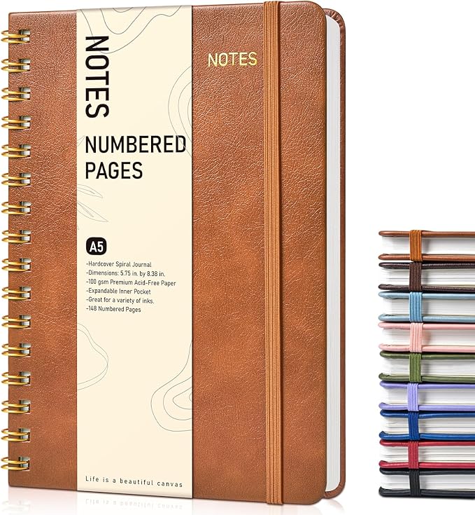 Lined Spiral Journal Notebook, A5 Hardcover Spiral Journals by Unknown