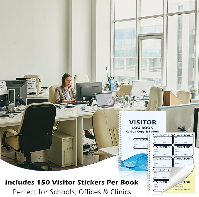 3 Pack Visitor Badges with Carbon Copy Visitor Stickers Letter Size Visitor Log - Image 6