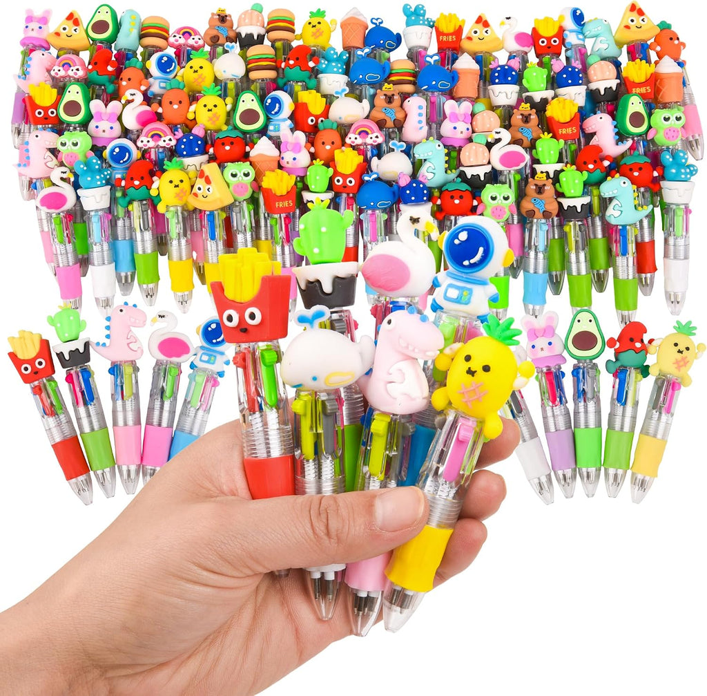 LiYiQ 100 PCS Multicolor Pen in One Fun 4-in-1 Cute Pens Bulk Kawaii Cool