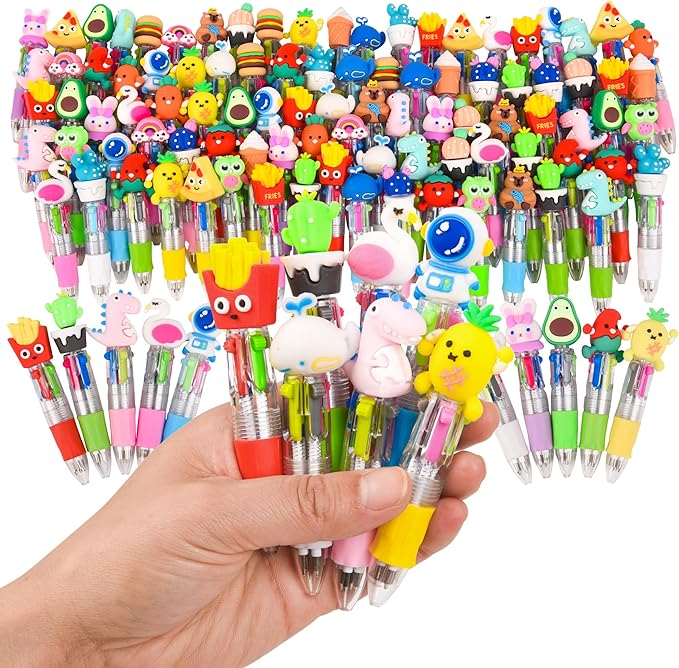LiYiQ 100 PCS Multicolor Pen in One Fun 4-in-1 Cute Pens Bulk Kawaii Cool by LiYiQ