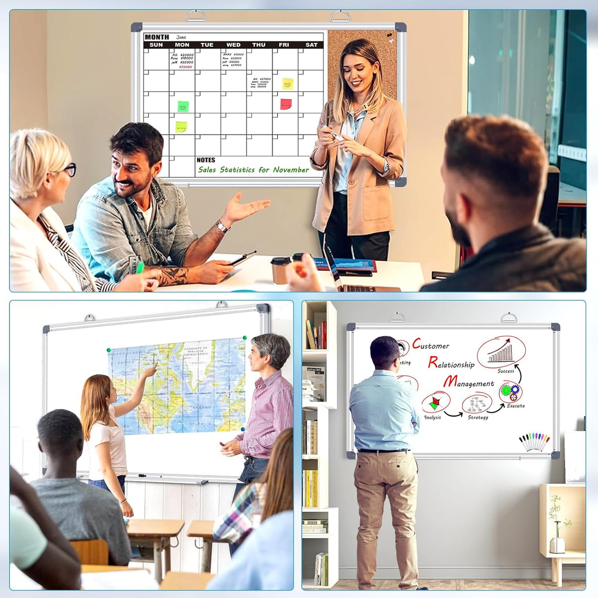 Calendar Whiteboard for Wall, 36" x 24" Double Sided Monthly Dry Er...
