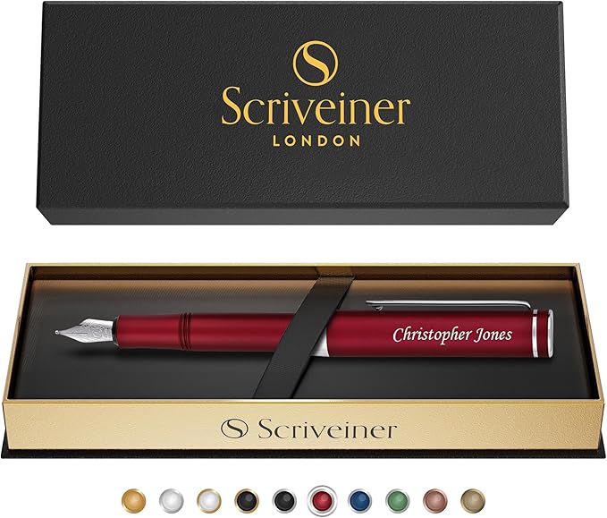 Scriveiner Personalized Luxury EDC Fountain Pen, Stunning Matt Red Pocket Pen - Image 9