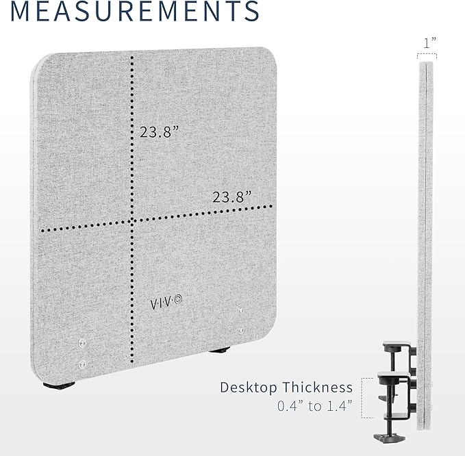 VIVO Clamp-on/Screw-on 24 x 24 inch Privacy Panel, Sound Absorbing Cubicle Desk - Image 3