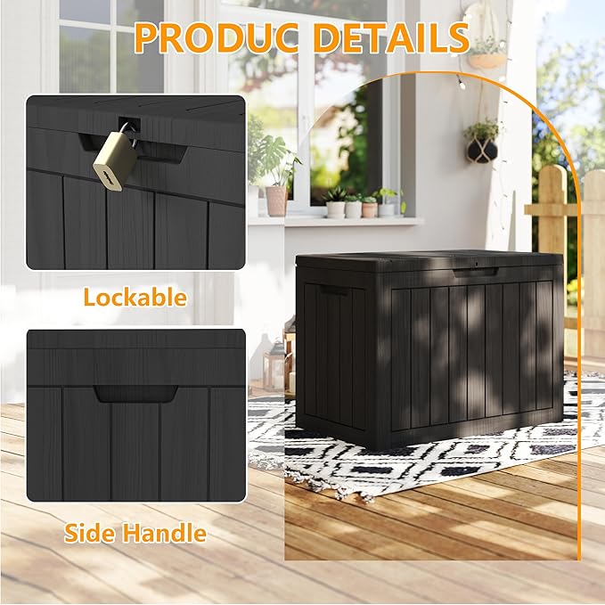 Yardgrace 35 Gallon Outdoor Storage Box Waterproof, Resin Deck Boxes - Image 3