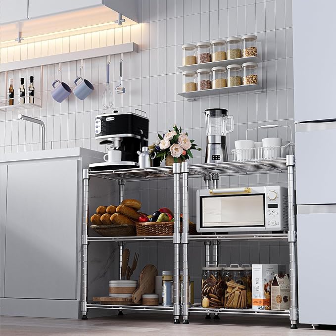 M MZG 450 lbs Wire Storage Shelving 3-Tier Utility Shelving Unit Steel - Image 6