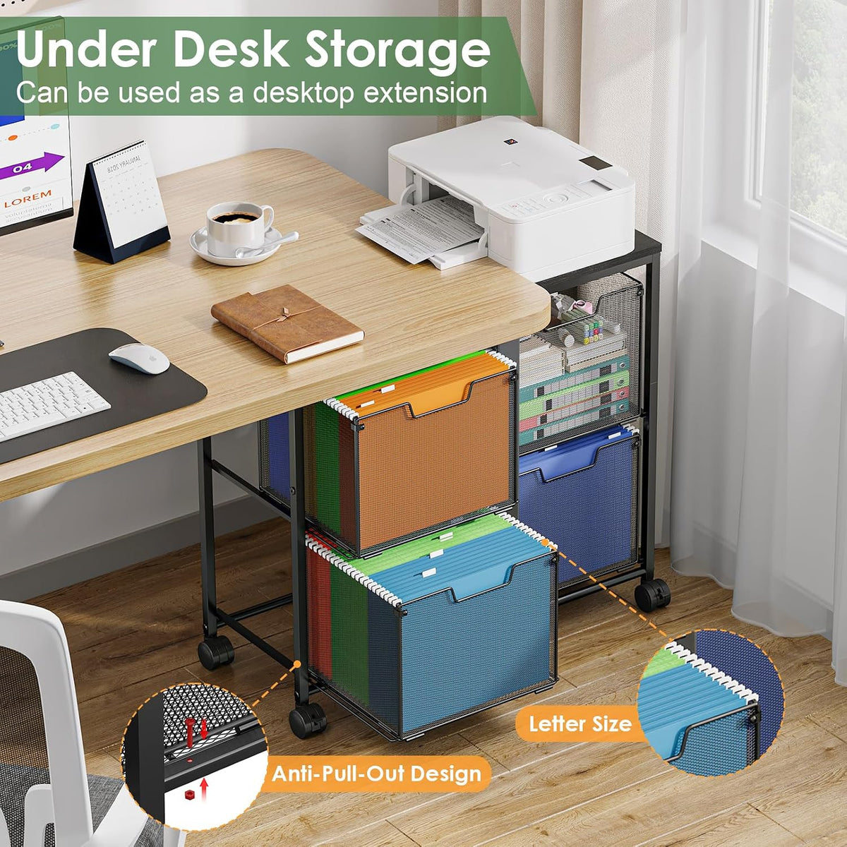 Sbanmao 4 Drawer Lateral File Cabinet, Mobile Filing Cabinet, Printer Stand w...