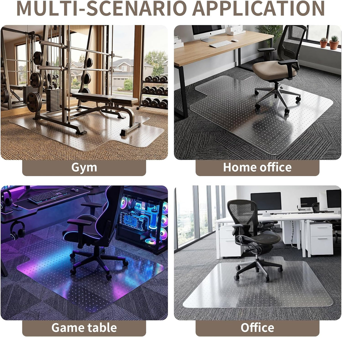 Office Chair Mat for Low Pile Carpet, 48"x60" Clear Smooth Glide wi...