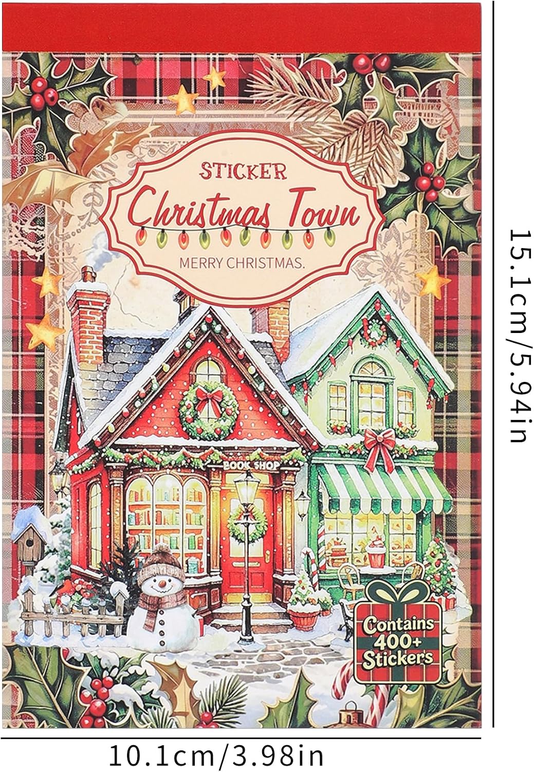 400+ Christmas Waterproof Vinyl Sticker Book, Cute Christmas Aesthetic Stickers for Kids, Funny Stickers for Adults, Holiday Planner Stickers for Journaling, Scrapbooking, Santa Snowman Reindeer Gifts