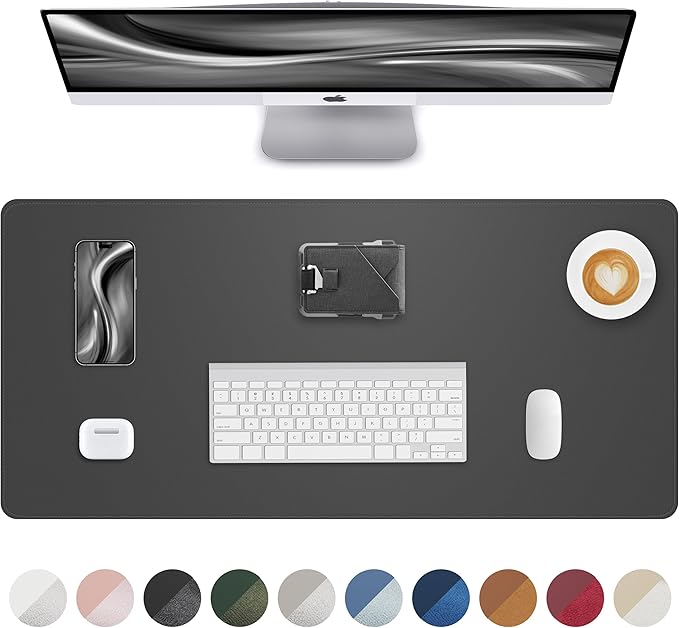 Leather Desk Pad Protector, Mouse Pad, Office Desk Mat, Non-Slip PU Leather by AFIING
