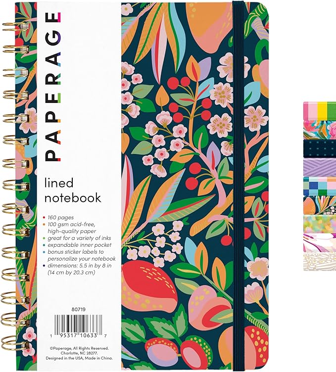 PAPERAGE Lined Spiral Journal Notebook, 160 Pages, Hardcover Journal by PAPERAGE