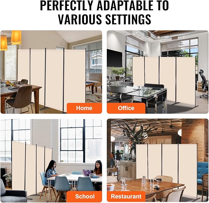 VEVOR Room Divider, 4 Panel Room Divider, Folding Privacy Screen and Portable - Image 6