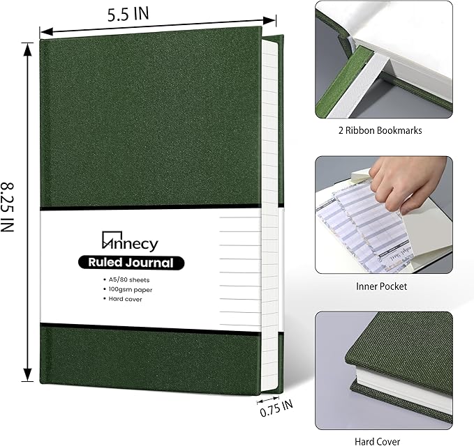Annecy Lined Journal Notebook, Hardcover Leather Journal - Image 2