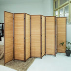 Loomveil 8 Panel Room Divider Folding Privacy Screen, 67 inch Bamboo Panel - Image 5