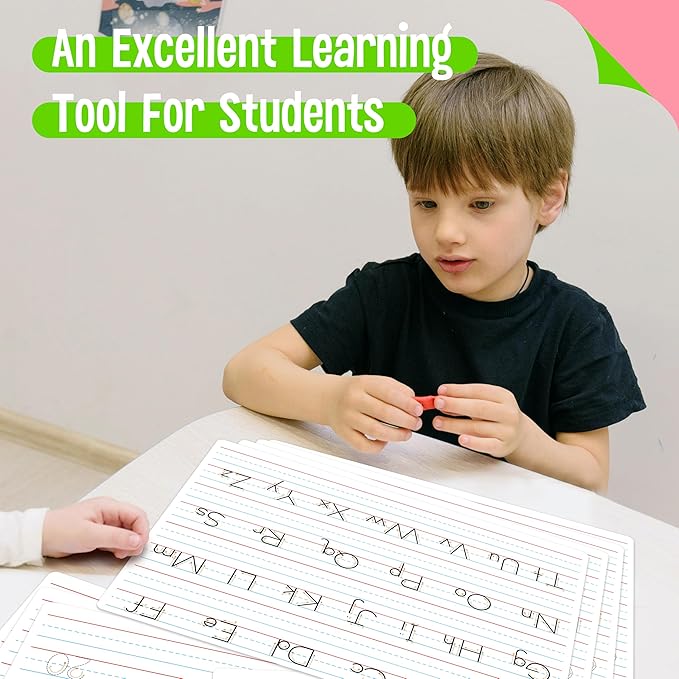 8 Packs Alphabet & Number Whiteboards, Double Sided Dry Erase Board Letters - Image 7