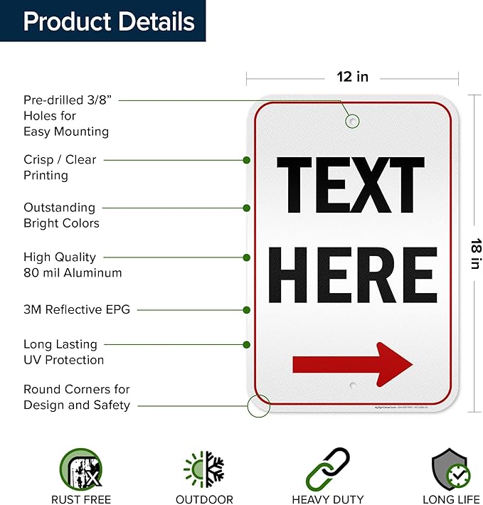 Custom Arrow, Custom Directional Sign, Right Arrow, 12x18 Inches, 3M EGP - Image 6