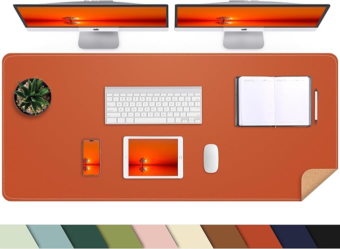 AFIING Leather Desk pad Protector, Large Desk mat by AFIING