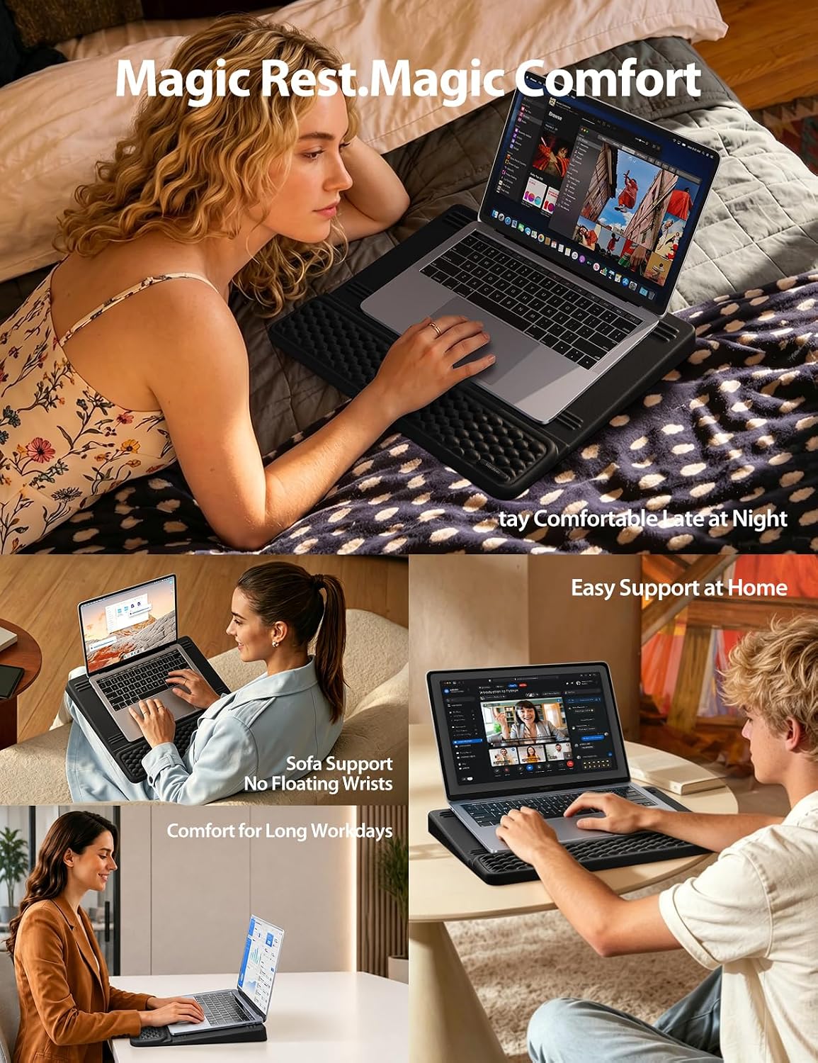 Vaydeer Wrist Rest with Laptop Stand, Memory Foam Laptop Wrist Support