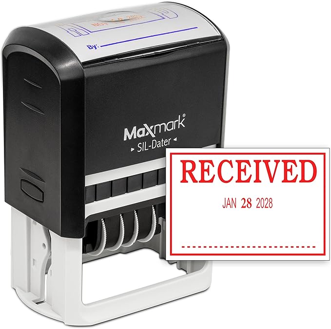MaxMark Large Self-Inking Rubber Date Office Stamp by Maxmark