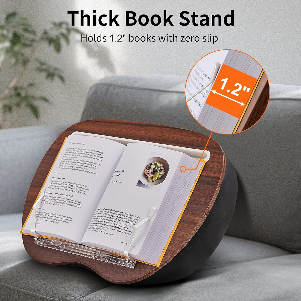 JARLINK Lap Beanbag Book Stand, Hands Free Reading Support, Muted Gray