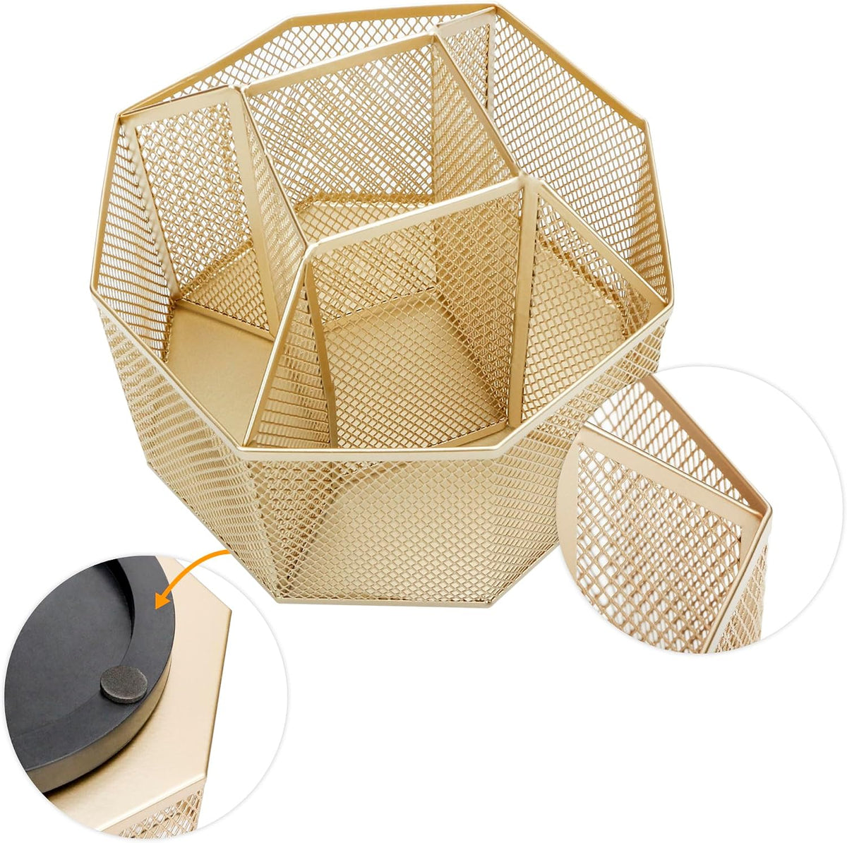 Annova Mesh Desk Organizer Rotate with 5 Compartments Spinning Tidy Candy/Pen...