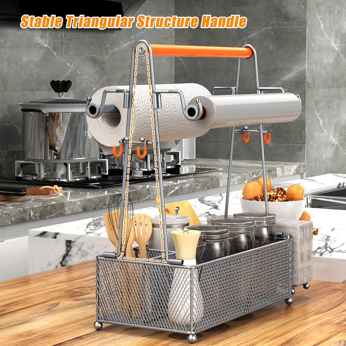 PHINOX Utensil Caddy Picnic Organizer with Handle Plates Napkins