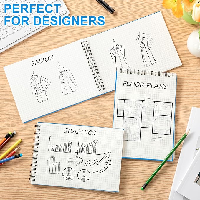 Engrowtic 2 Pack Graph Paper Spiral Notepad A5 Top Wirebound Notepad Grid - Image 3