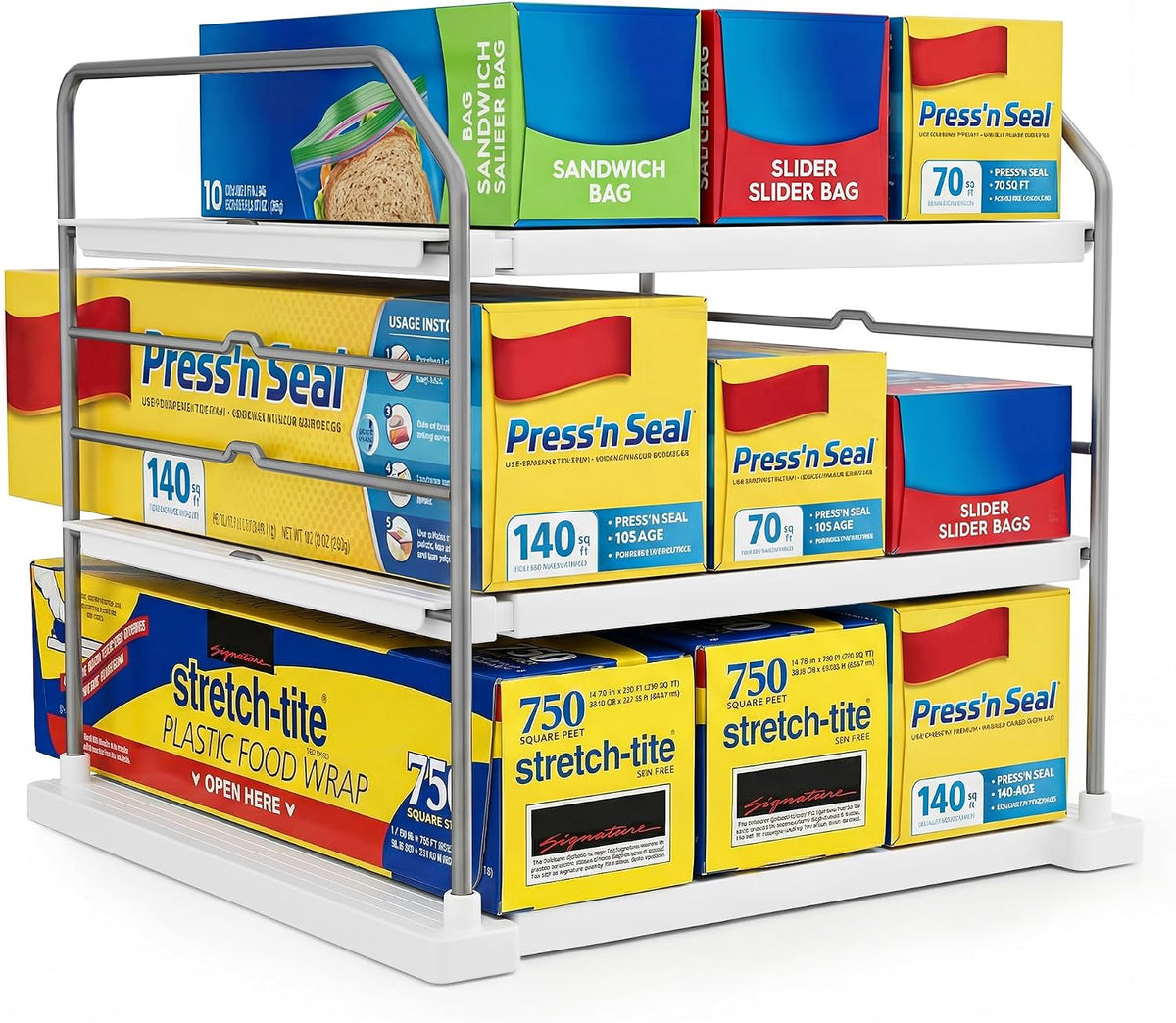 EVERIE 3-Tier Cabinet Organizer, 2-Pack Expandable Shelves for Foil & Wrap