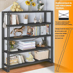 HCHQHS Bookshelf, 5-Tier Industrial Bookcase, Freestanding Tall Bookshelves - Image 5