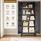 qinptwut 71" metal storage cabinet with doors and showing dimensions