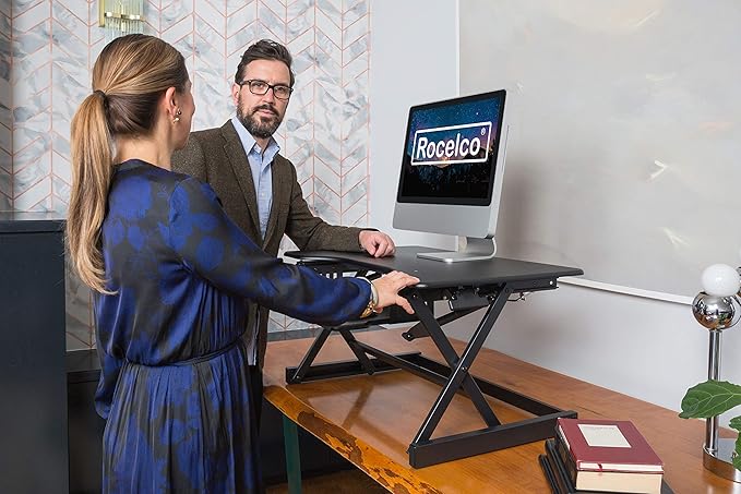 Rocelco 40" Large Height Adjustable Standing Desk Converter - Image 8