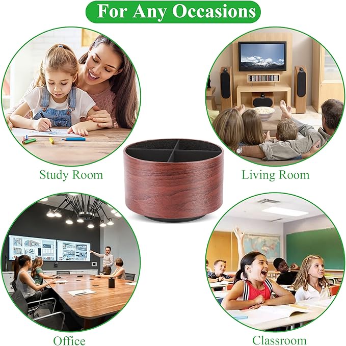 Hennaja Round Leather Art Supply Organizer, Remote Control Holder, 360 Degree - Image 8