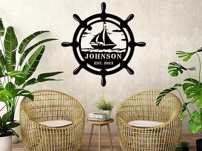 Coastal Metal Boat Anchor Sign, Metal Wall Art Decor, Nautical Outdoor Indoor - Image 2