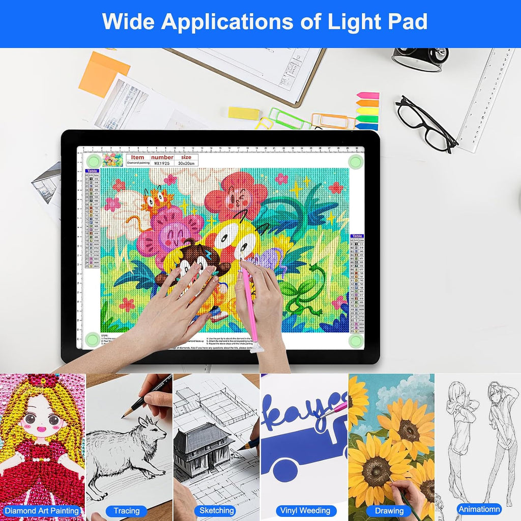 elice rechargeable a4 light pad with carry bag, front angle view