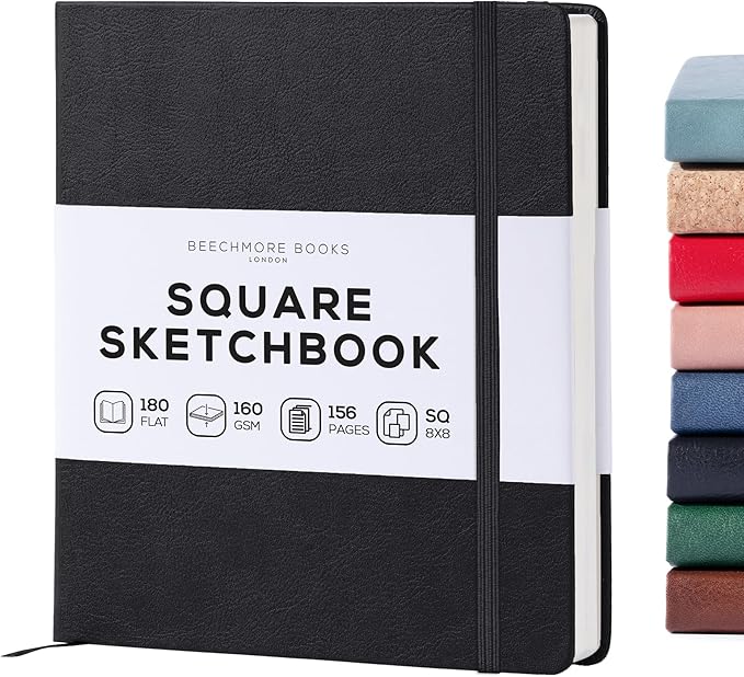 Beechmore Books Square Sketchbook – 8x8 Premium Vegan Leather Bound Large by BeechmoreBooks