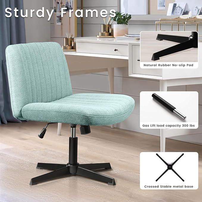 PUKAMI Criss Cross Chair, Armless Cross Legged Office Desk Chair No Wheels - Image 4