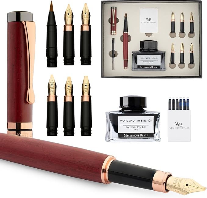 Wordsworth & Black Calligraphy Pen Gift Set, Includes Ink Bottle, 6 Ink by WordsworthBlack