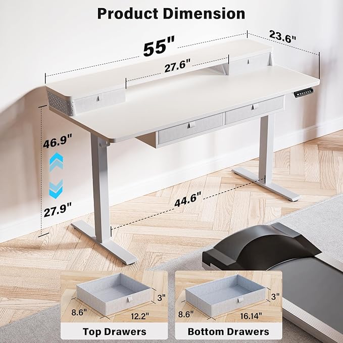 Kingant 55 x 24 Inch Electric Standing Desk - Image 2